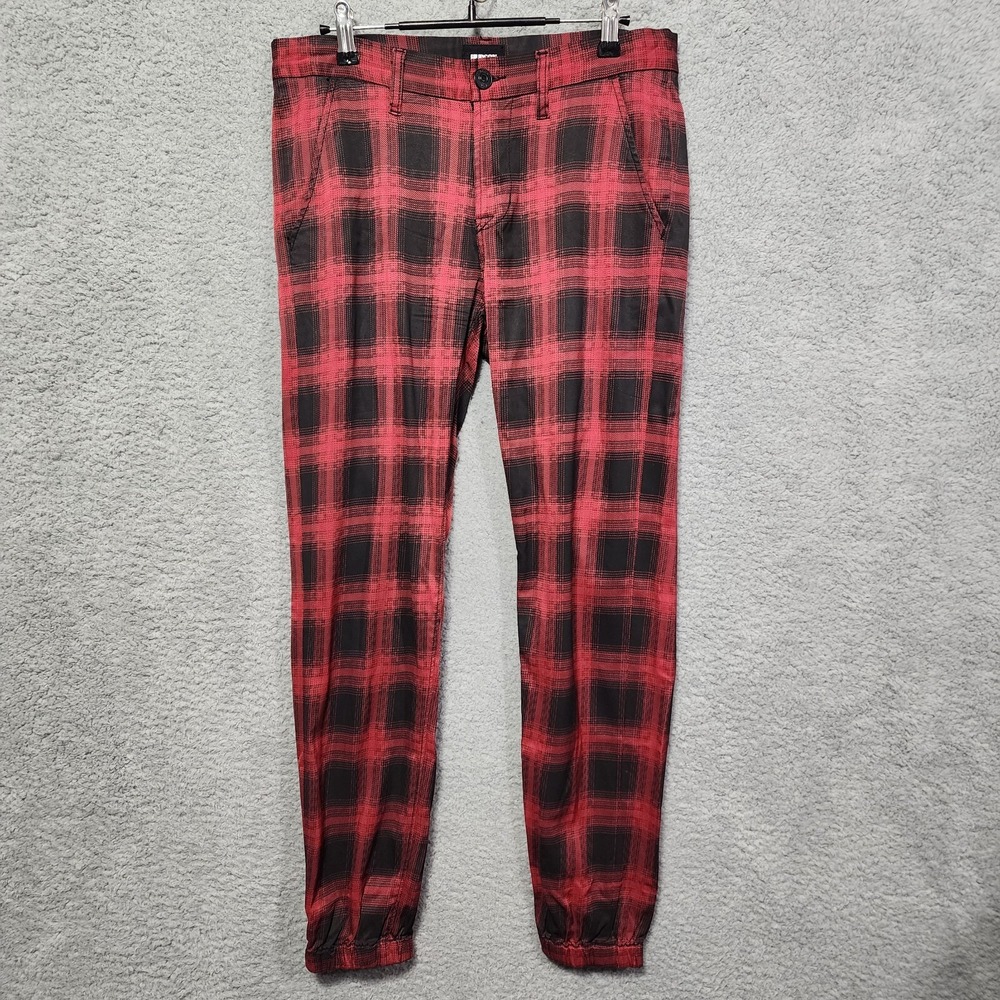 Hudson Vanish Cuff Chino Size 26 Red Black Plaid Skater‎ Pants Y2K Style 107906
